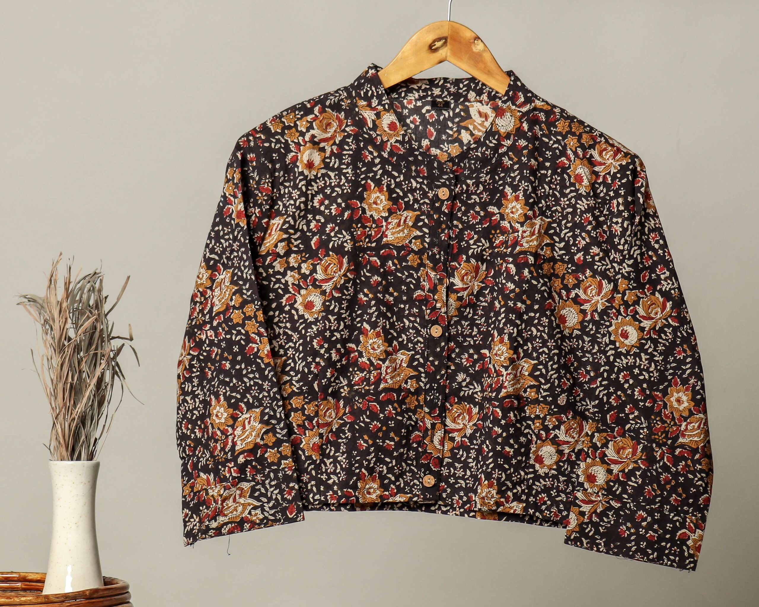 Handmade Block Print Cotton for Women ? Ethnic Floral Printed Top with Long Sleeves